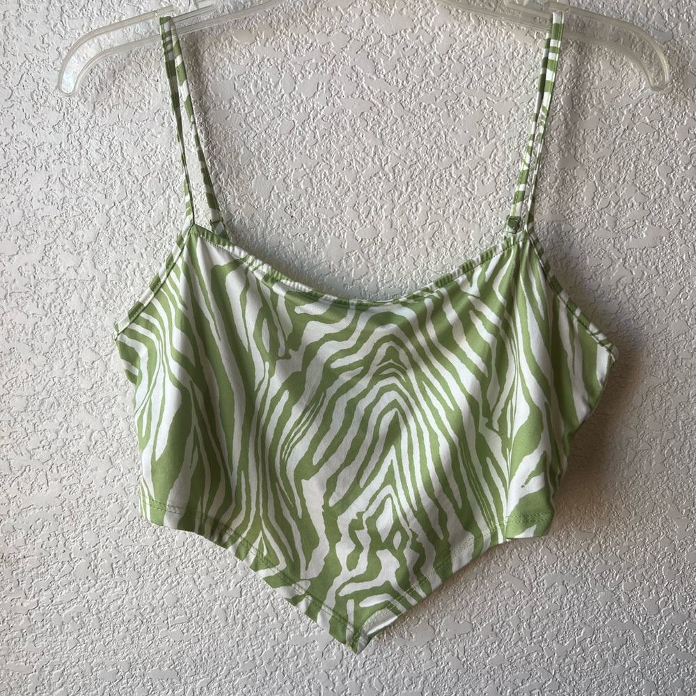 Green animal print tank